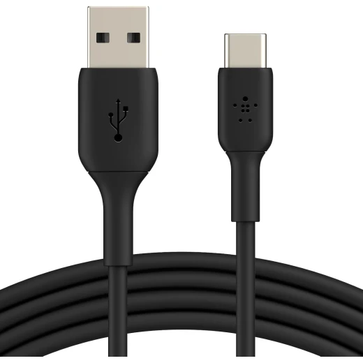 كابل Belkin USB-C إلى USB-A بطول 3.3 قدم أسود - شحن سريع لأجهزة iPhone و Samsung و Pixel و iPad والمزيد