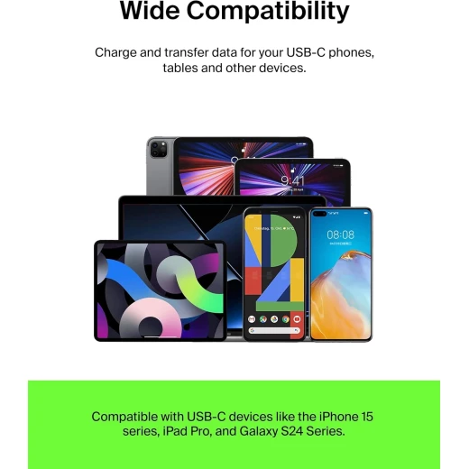 كابل بلكين USB-A إلى USB-C بطول 3.3 قدم أبيض - شحن سريع لأجهزة iPhone 16 و Galaxy S25 و iPad Pro والمزيد - بيلكين - Image 2