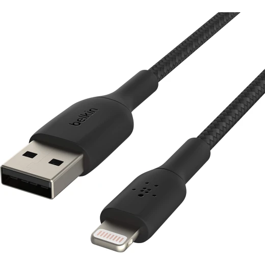 كابل بلكين بوست تشارج مضفّر من نوع USB-A مع موصل لايتنينغ، بطول 2 متر، أسود - بيلكين - Image 3