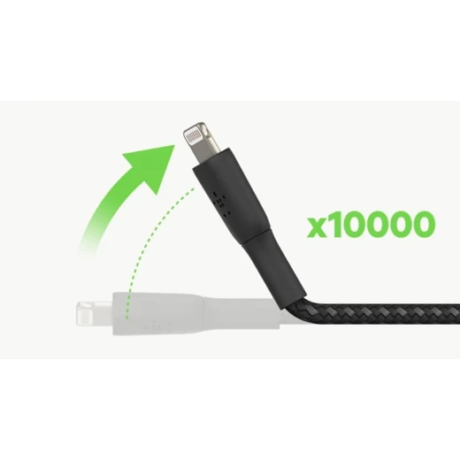 كابل بلكين بوست تشارج مضفّر من نوع USB-A مع موصل لايتنينغ، بطول 2 متر، أسود - بيلكين - Image 4