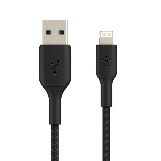 كابل بلكين بوست تشارج مضفّر من نوع USB-A مع موصل لايتنينغ، بطول 3 أمتار، أسود - بيلكين - Image 6
