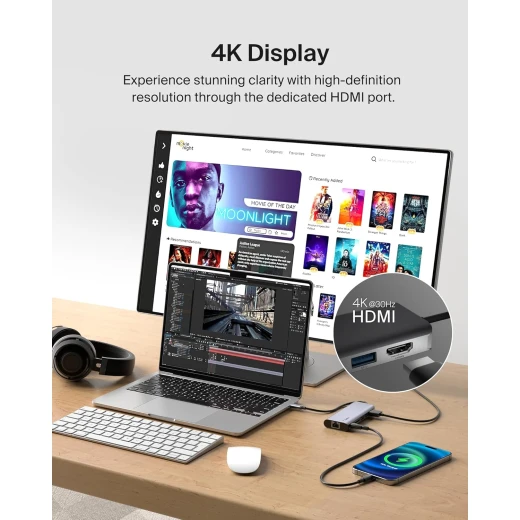 محول بيلكين 6 في 1 USB-C متعدد المنافذ مع HDMI 4K، 100 واط PD، إيثرنت، SD لجهاز MacBook Pro/Air - بيلكين - Image 5