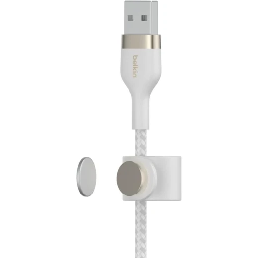 كابل بلكين بوست تشارج برو فليكس مضفّر من السيليكون – USB-A إلى لايتنينغ، بطول 3 أمتار، أبيض - بيلكين - Image 2