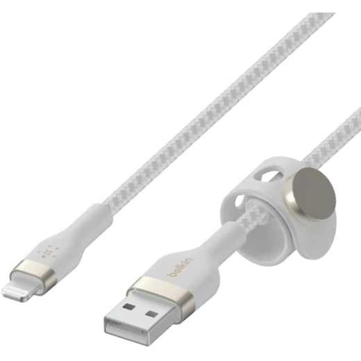 كابل بلكين بوست تشارج برو فليكس مضفّر من السيليكون – USB-A إلى لايتنينغ، بطول 3 أمتار، أبيض - بيلكين - Image 3