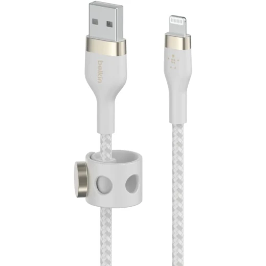 كابل بلكين بوست تشارج برو فليكس مضفّر من السيليكون – USB-A إلى لايتنينغ، بطول 3 أمتار، أبيض - بيلكين - Image 4