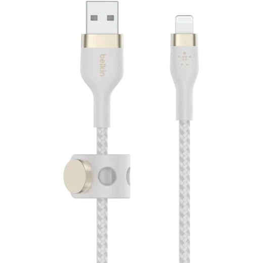 كابل بلكين بوست تشارج برو فليكس مضفّر من السيليكون – USB-A إلى لايتنينغ، بطول 3 أمتار، أبيض - بيلكين - Image 5