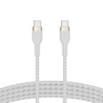 كابل بلكين بوست تشارج برو فليكس مضفّر من السيليكون – USB-C إلى USB-C، بطول 1 متر، أبيض - بيلكين