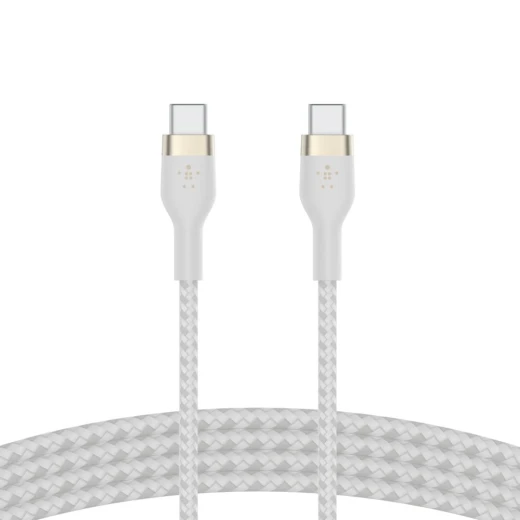 كابل بلكين بوست تشارج برو فليكس مضفّر من السيليكون – USB-C إلى USB-C، بطول 1 متر، أبيض كابل بلكين بوست تشارج برو فليكس مضفّر من السيليكون – USB-C إلى USB-C، بطول 1 متر، أبيض