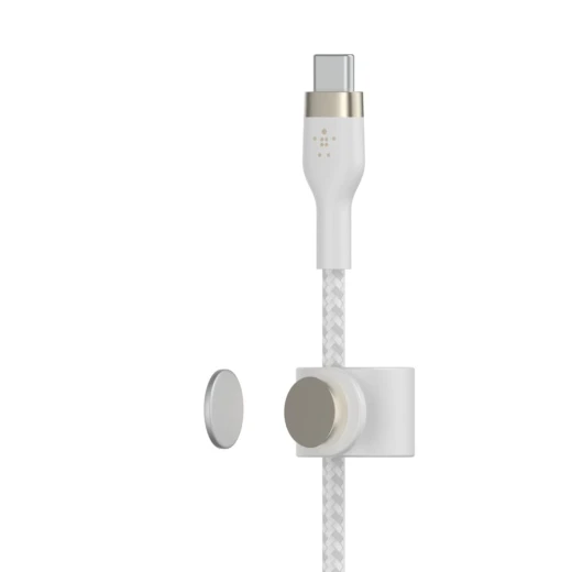 كابل بلكين بوست تشارج برو فليكس مضفّر من السيليكون – USB-C إلى USB-C، بطول 1 متر، أبيض - بيلكين - Image 3