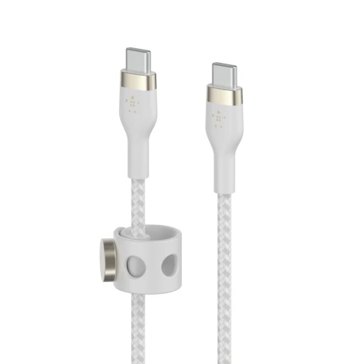 كابل بلكين بوست تشارج برو فليكس مضفّر من السيليكون – USB-C إلى USB-C، بطول 1 متر، أبيض - بيلكين - Image 4