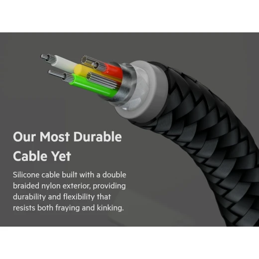 كابل بلكين بوست تشارج برو فليكس مضفّر من السيليكون – USB-C إلى USB-C، بطول 2 متر، أسود - بيلكين - Image 2