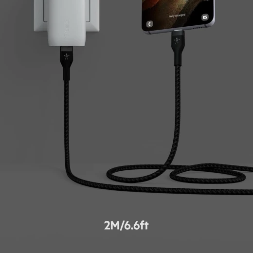 كابل بلكين بوست تشارج برو فليكس مضفّر من السيليكون – USB-C إلى USB-C، بطول 2 متر، أسود - بيلكين - Image 6