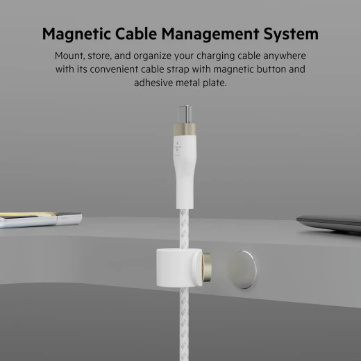 كابل بلكين بوست تشارج برو فليكس مضفّر من السيليكون – USB-C إلى USB-C، بطول 2 متر، أبيض - بيلكين - Image 4