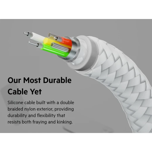 كابل بلكين بوست تشارج برو فليكس مضفّر من السيليكون – USB-C إلى USB-C، بطول 2 متر، أبيض - بيلكين - Image 6