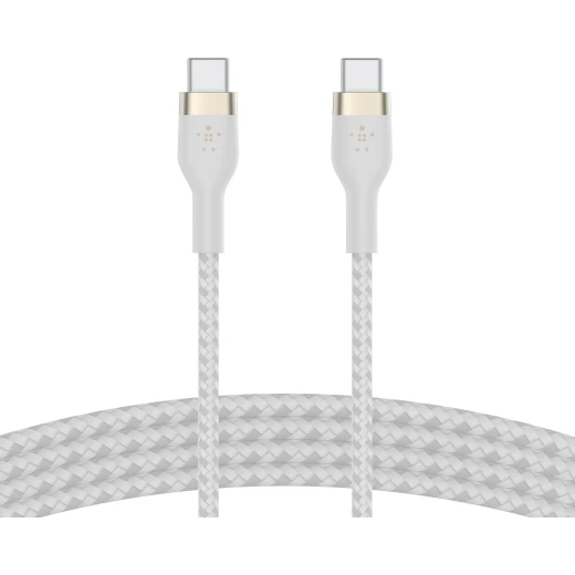كابل بلكين بوست تشارج برو فليكس مضفّر من السيليكون – USB-C إلى USB-C، بطول 2 متر، أبيض كابل بلكين بوست تشارج برو فليكس مضفّر من السيليكون – USB-C إلى USB-C، بطول 2 متر، أبيض