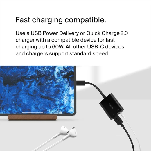 Belkin RockStar USB-C Audio Adapter with 3.5mm Port & Charging for iPad Pro, Samsung Galaxy, & More - Black - Belkin - Image 3