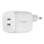 شاحن بلكين بوست تشارج برو المزدوج بقوة 45 واط، بمنفذين USB-C وتقنية الشحن السريع GaN وPPS – يوفر حتى 45 واط عند استخدام منفذ USB-C واحد، أو 25 واط + 20 واط عند استخدام المنفذين معًا - بيلكين