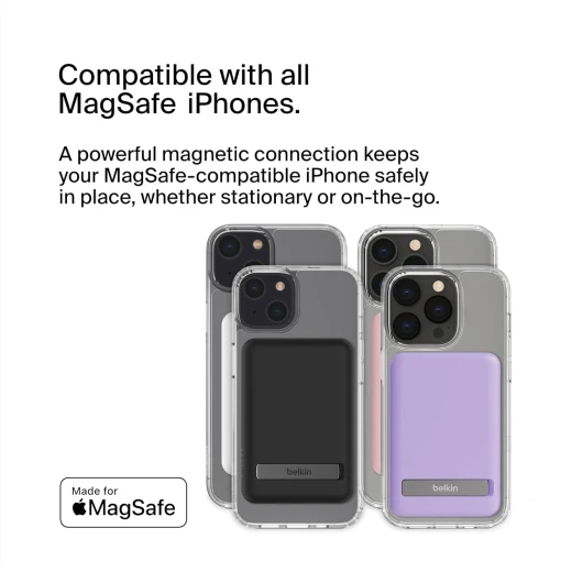 بنك طاقة لاسلكي MagSafe من بيلكين سعة 5000 مللي أمبير لأجهزة iPhone 17/Pro/Pro Max و AirPods - أسود - بيلكين - Image 3