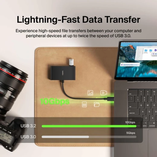 محور بلكين USB-C بـ 4 منافذ: نقل بيانات سريع لجهاز MacBook/iPad - Image 9