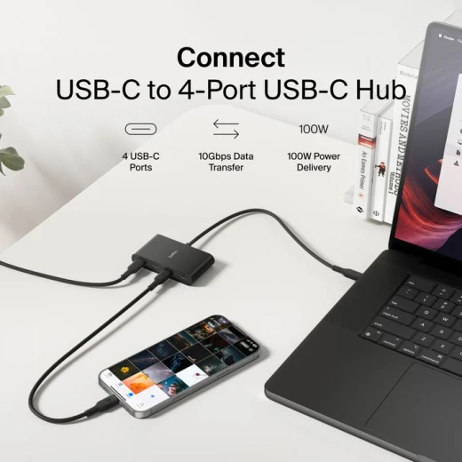 محور بلكين USB-C بـ 4 منافذ: نقل بيانات سريع لجهاز MacBook/iPad - Image 3