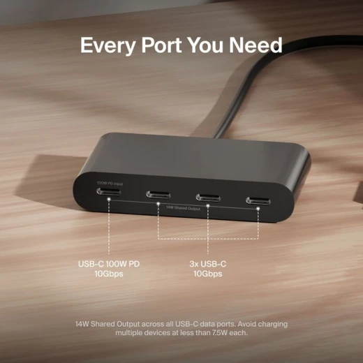 محور بلكين USB-C بـ 4 منافذ: نقل بيانات سريع لجهاز MacBook/iPad - Image 5