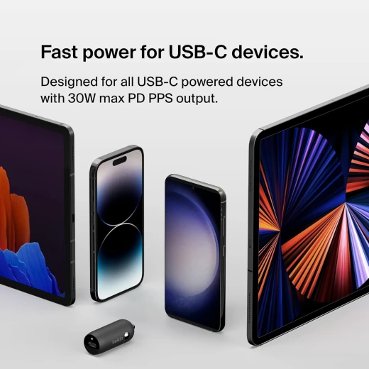 شاحن سيارة بيلكين 30W USB-C - شحن سريع لأجهزة iPhone 16/15 و Galaxy S25/S24 و Pixel 9 - أسود - بيلكين - Image 3