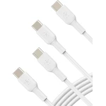 كابل شحن سريع من USB-C إلى USB-C (عبوة من قطعتين) بطول 3.3 قدم، أبيض، لهاتف iPhone 16، وGalaxy S25، وiPad Pro من بيلكين - بيلكين