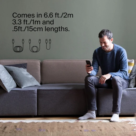 كابل بيلكين BoostCharge USB-C إلى USB-C بطول 3.3 قدم (أبيض، عبوة من قطعتين) لأجهزة iPhone 16 و Galaxy S25 و iPad Pro والمزيد - بيلكين - Image 4