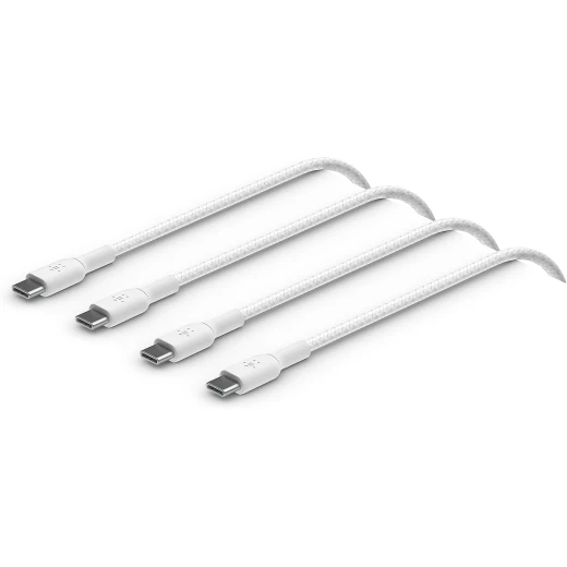 كابل بيلكين BoostCharge USB-C إلى USB-C بطول 3.3 قدم (أبيض، عبوة من قطعتين) لأجهزة iPhone 16 و Galaxy S25 و iPad Pro والمزيد