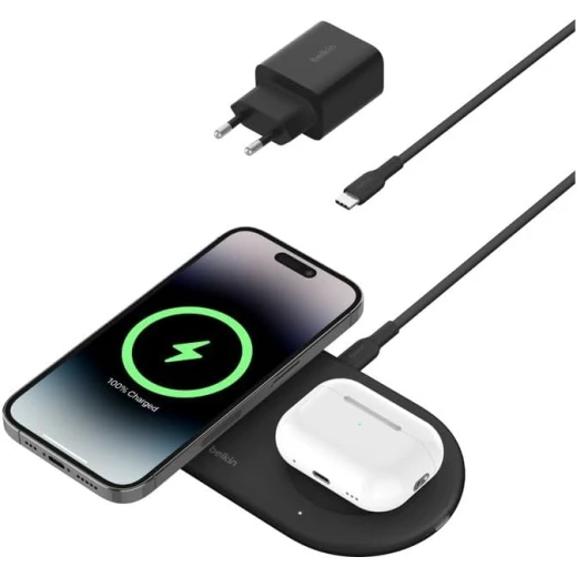 شاحن بيلكن اللاسلكي المغناطيسي 2 في 1 Qi2 15W - شحن سريع لجهاز iPhone و AirPods - بيلكين - Image 4