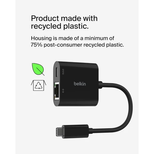 توصيل USB-C بمحول Ethernet + الشحن - نقل سريع للبيانات وتوصيل الطاقة من بيلكين - بيلكين - Image 5
