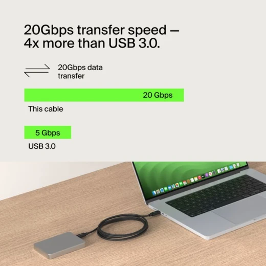 كابل بيلكين USB4 240 واط 20 جيجابت في الثانية - 6.6 قدم/2 متر - شحن سريع - بيلكين - Image 3