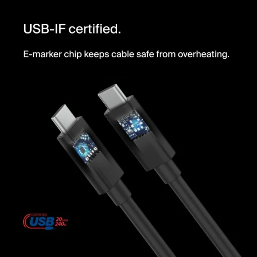 كابل بيلكين USB4 240 واط 20 جيجابت في الثانية - 6.6 قدم/2 متر - شحن سريع - بيلكين - Image 6