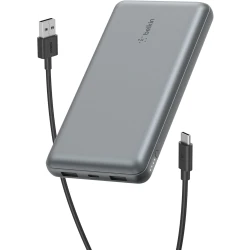 شاحن بيلكين 20000 mAh USB-C باور بانك محمول مع منفذي USB-A - رمادي