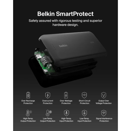 شاحن بيلكين 20K PD 30W محمول مع كابل USB-C مدمج - شحن سريع لأجهزة iPhone و iPad و Galaxy - بيلكين - Image 3