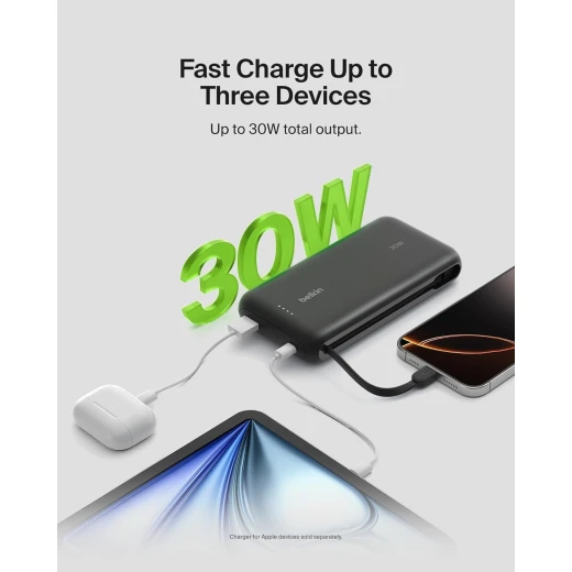 شاحن بيلكين 20K PD 30W محمول مع كابل USB-C مدمج - شحن سريع لأجهزة iPhone و iPad و Galaxy - بيلكين - Image 8