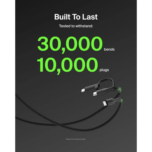كابل شحن بيلكن 2 في 1 سريع: موصل USB-C و Lightning، أسود مضفر - بيلكين - Image 2