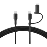 كابل شحن بيلكن 2 في 1 سريع: موصل USB-C و Lightning، أسود مضفر - بيلكين