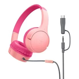 سماعات أذن سلكية للأطفال من بيلكن ساوند فورم ميني، 3.5 ملم و USB-C، وردي سماعات أذن سلكية للأطفال من بيلكن ساوند فورم ميني، 3.5 ملم و USB-C، وردي