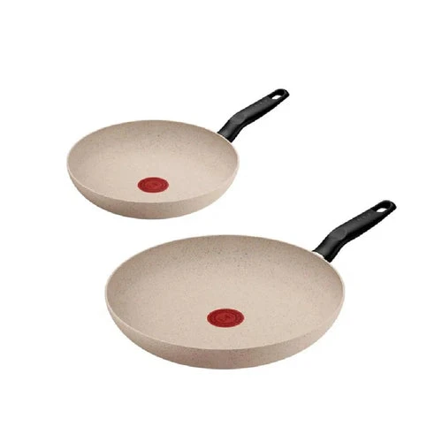 Tefal Essential Beige Frypan Set 2 Piece Non Stick 24cm and 28cm Cookware