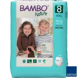 Bambo Nature Size 8 Eco-Friendly Baby Diapers 19+ kg, 16 Count