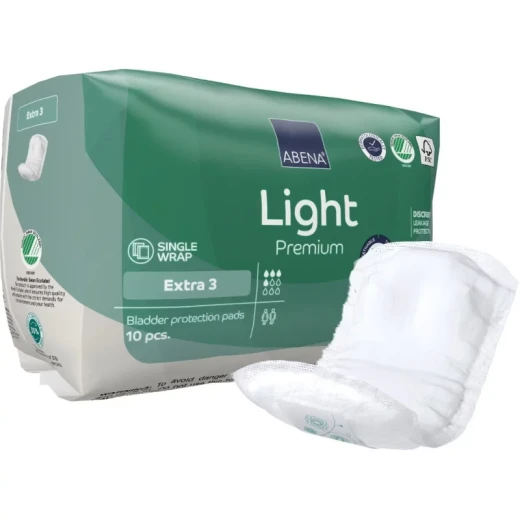 فوط صحية من Abena Light Premium لسلس البول للنساء، فائقة النحافة، سرية، 10 قطع
