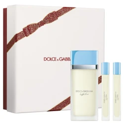 Dolce & Gabbana Light Blue Pour Femme Eau de Toilette Trio Gift Set, 100ml, Travel Wands