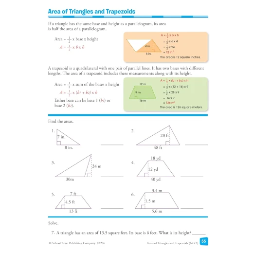 School Zone Math Basics 6 Workbook for 6th Grade Students - Fractions, Exponents - School Zone - Image 3