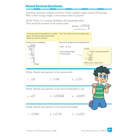School Zone Math Basics 6 Workbook for 6th Grade Students - Fractions, Exponents - School Zone - Image 4