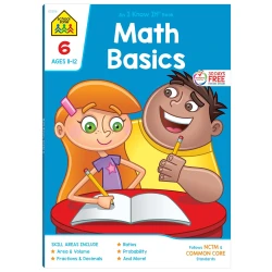 School Zone Math Basics 6 Workbook for 6th Grade Students - Fractions, Exponents