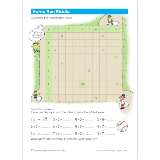 كتاب تمارين حقائق الضرب من School Zone للأطفال - تعلم سهل - سكول زون - Image 2