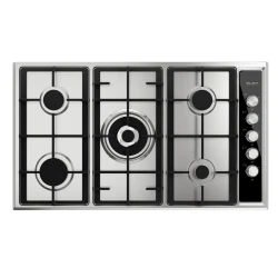 Elba 5 Burner Gas Cooktop Stainless Steel with Triple Ring Wok Burner EN 95-54V X