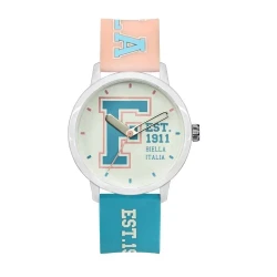 Fila Reinterpret 70s Watch White Dial Pink and Light Blue Silicone Strap 42mm