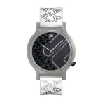 Fila Mono Line 38mm Watch Grey Case Black Dial White Silicone Strap - Fila